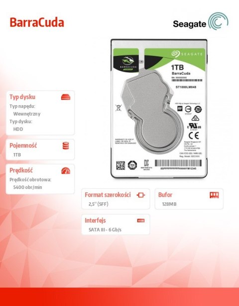 BarraCuda 1TB 2,5'' 128MB ST1000LM048 BarraCuda 1TB 2,5'' 128MB ST1000LM048