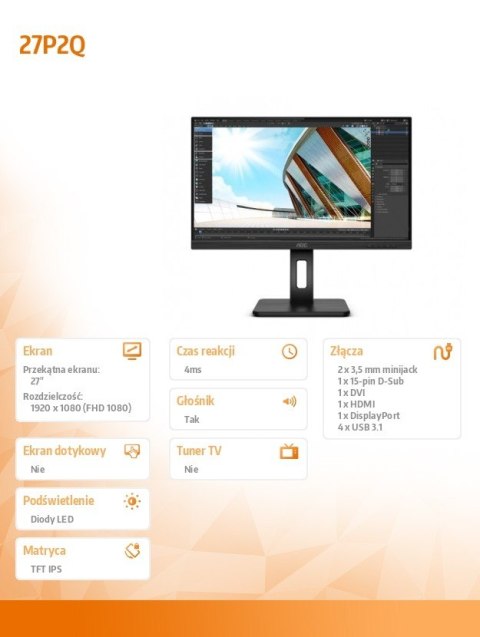 Monitor 27P2Q 27 cali IPS DVI HDMI DP USB Pivot Monitor 27P2Q 27 cali IPS DVI HDMI DP USB Pivot
