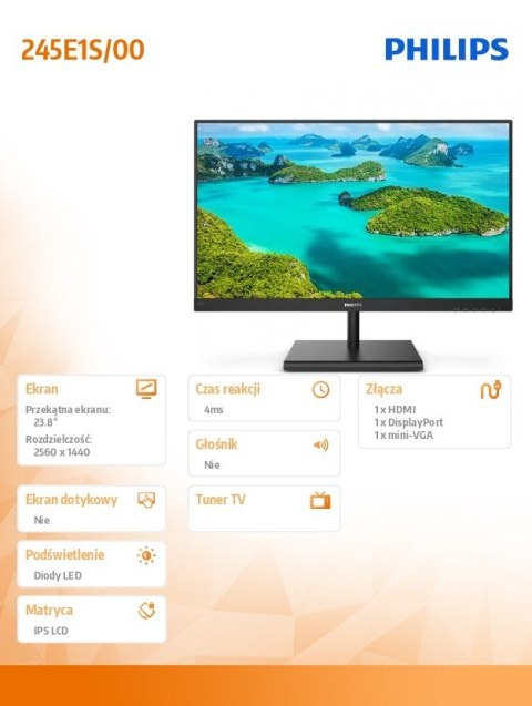 Monitor 245E1S 23.8'' IPS HDMI DP FreeSync Monitor 245E1S 23.8'' IPS HDMI DP FreeSync