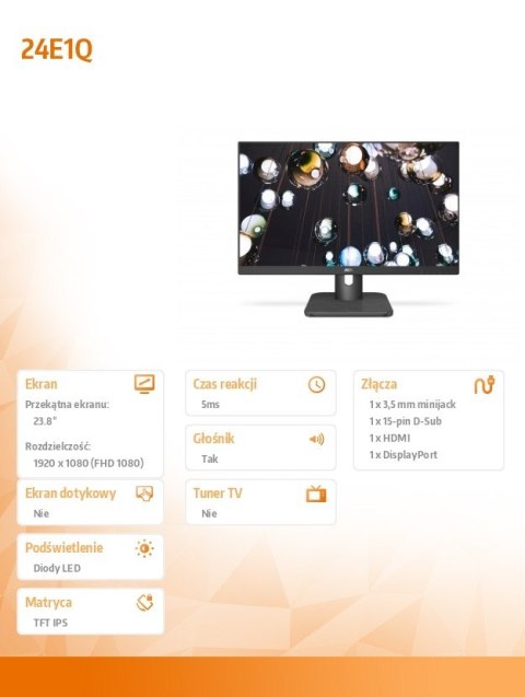 Monitor 23.8 24E1Q IPS DP HDMI Głośniki Monitor 23.8 24E1Q IPS DP HDMI Głośniki