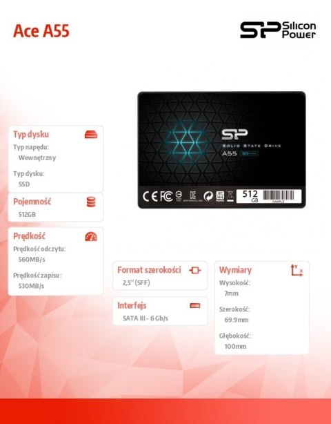 Dysk SSD Ace A55 512GB 2,5" SATA3 560/530 MB/s 7mm Dysk SSD Ace A55 512GB 2,5" SATA3 560/530 MB/s 7mm
