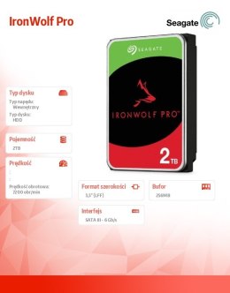 Dysk IronWolfPro 2TB 3.5'' 256MB ST2000NT001
