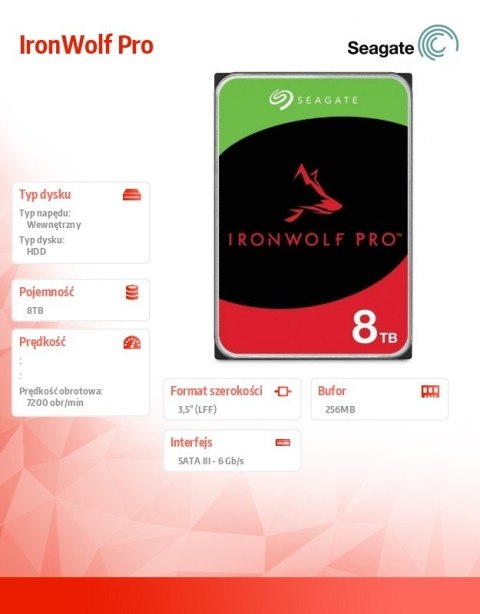 Dysk IronWolfPro 8TB 3.5" 256MB ST8000NT001 Dysk IronWolfPro 8TB 3.5" 256MB ST8000NT001