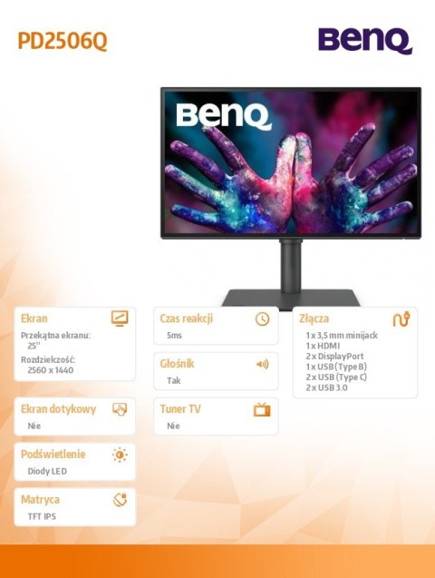 Monitor 25 cali PD2506Q QHD 5ms/2K/IPS/GL/HDMI Monitor 25 cali PD2506Q QHD 5ms/2K/IPS/GL/HDMI