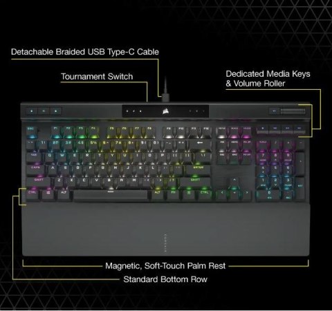 Klawiatura przewodowa K70 RGB Pro Black PBT Keycaps Klawiatura przewodowa K70 RGB Pro Black PBT Keycaps