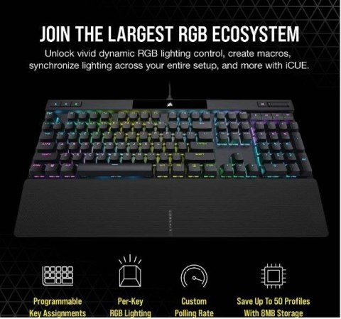 Klawiatura przewodowa K70 RGB Pro Black PBT Keycaps Klawiatura przewodowa K70 RGB Pro Black PBT Keycaps