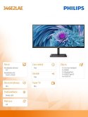 Monitor 34 cale 346E2LAE VA HDMI DP USB-C HAS