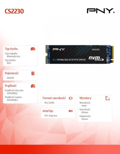 Dysk SSD 500GB M.2 2280 CS2230 M280CS2230-500-RB Dysk SSD 500GB M.2 2280 CS2230 M280CS2230-500-RB
