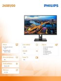 Monitor 245B1 23.8''IPS DVI HDMI DP Pivot