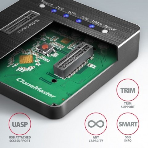 ADSA-M2C Stacja dokująca, USB-C 3.2 Gen 2 - 2x M.2 NVMe SSD CLONE MASTER ADSA-M2C Stacja dokująca, USB-C 3.2 Gen 2 - 2x M.2 NVMe SSD CLONE MASTER