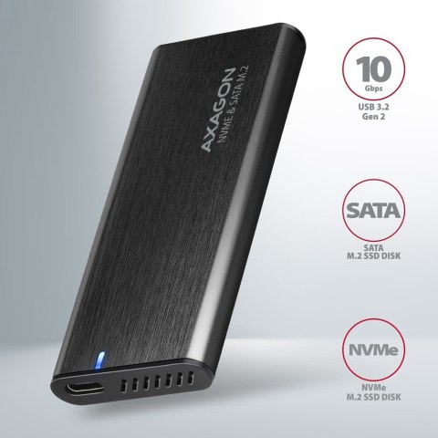EEM2-SB2 Obudowa zewnętrzna aluminiowa bezśrubowa USB-C 3.2 Gen 2 - M.2 NVMe / SATA SSD 30-80mm ALU pudełko czarne + USB-A - USB EEM2-SB2 Obudowa zewnętrzna aluminiowa bezśrubowa USB-C 3.2 Gen 2 - M.2 NVMe / SATA SSD 30-80mm ALU pudełko czarne + USB-A - USB