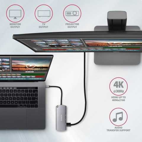 HMC-6M2 Wieloportowy hub USB-C 3.2 Gen 1, slot M.2 SATA + HDMI + GLAN + 2x USB-A + PD 100W HMC-6M2 Wieloportowy hub USB-C 3.2 Gen 1, slot M.2 SATA + HDMI + GLAN + 2x USB-A + PD 100W