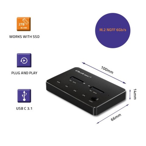Stacja dokujca dysków 2x SSD M.2 SATA | NGFF | USB typ C Stacja dokujca dysków 2x SSD M.2 SATA | NGFF | USB typ C