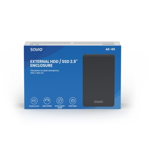 Zewnętrzna obudowa na dysk HDD/SDD 2,5 cala, USB 3.0, AK-65 Zewnętrzna obudowa na dysk HDD/SDD 2,5 cala, USB 3.0, AK-65