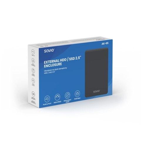 Zewnętrzna obudowa na dysk HDD/SDD 2,5 cala, USB 3.0, AK-65 Zewnętrzna obudowa na dysk HDD/SDD 2,5 cala, USB 3.0, AK-65