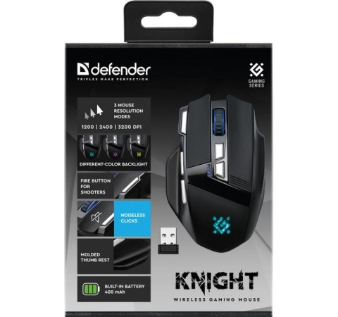 Mysz gamingowa bezprzewodowa Knight GM-885 3200DPI 8P Czarna Mysz gamingowa bezprzewodowa Knight GM-885 3200DPI 8P Czarna