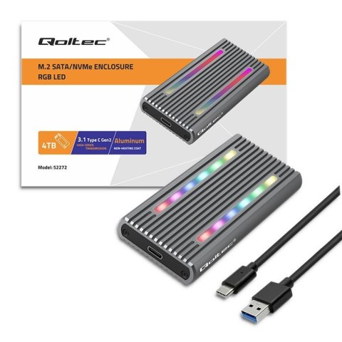 Obudowa | kieszeń na dysk M.2 SSD | SATA | NVMe | RGB LED | USB-C| 4TB Obudowa | kieszeń na dysk M.2 SSD | SATA | NVMe | RGB LED | USB-C| 4TB