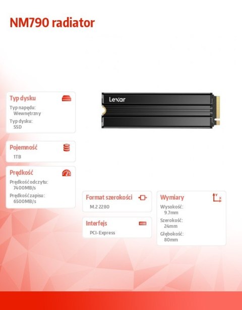 Dysk SSD NM790 1TB radiator PCIeGen4x4 7400/6500MB/s Dysk SSD NM790 1TB radiator PCIeGen4x4 7400/6500MB/s