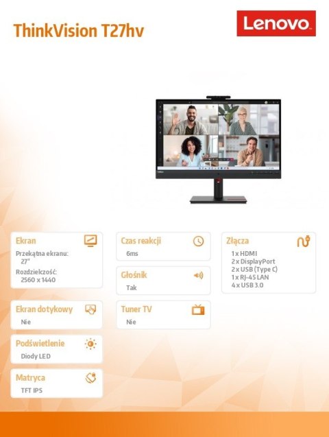 Monitor 27.0 ThinkVision T27hv-30 WLED LCD 63D6UAT3EU Monitor 27.0 ThinkVision T27hv-30 WLED LCD 63D6UAT3EU