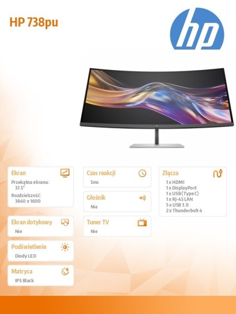 Monitor Pro seria 7 37.5 cala WQHD+ Thunderbolt 4 - 738pu Monitor Pro seria 7 37.5 cala WQHD+ Thunderbolt 4 - 738pu