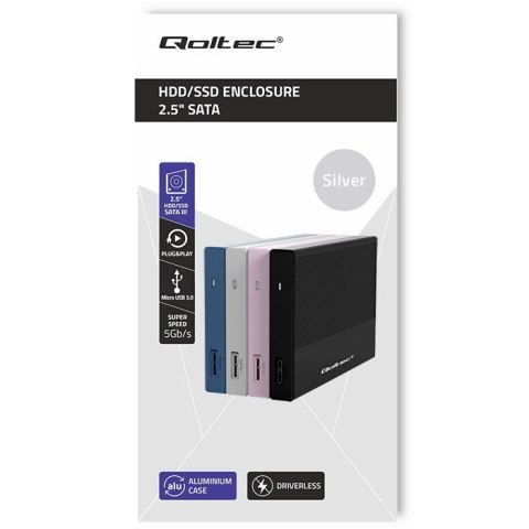 Obudowa | Kieszeń na dysk SSD HDD 2.5 cala| SATA | USB 3.0 | Super speed 5Gb/s | 2TB | Srebrna Obudowa | Kieszeń na dysk SSD HDD 2.5 cala| SATA | USB 3.0 | Super speed 5Gb/s | 2TB | Srebrna