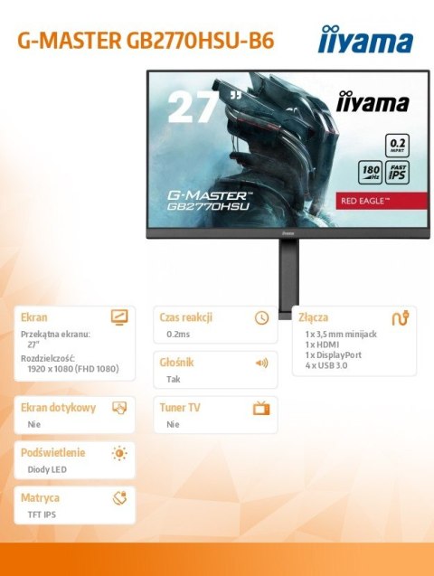 Monitor 27 cali GB2770HSU-B6 0.2ms,IPS,DP,HDMI,180Hz Monitor 27 cali GB2770HSU-B6 0.2ms,IPS,DP,HDMI,180Hz