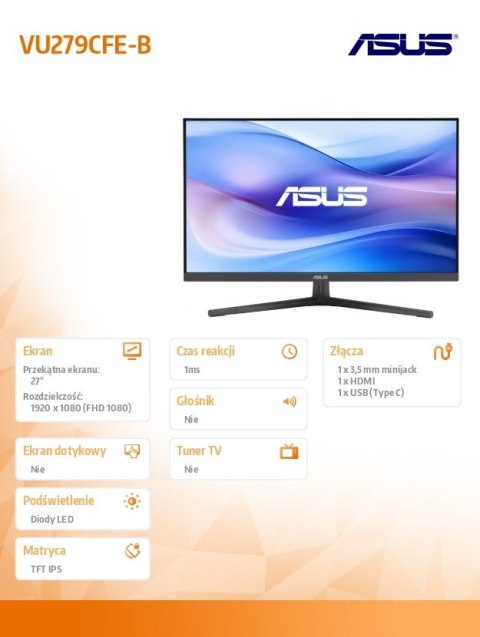 Monitor 27 cali VU279CFE-B IPS 100Hz USB-C Monitor 27 cali VU279CFE-B IPS 100Hz USB-C