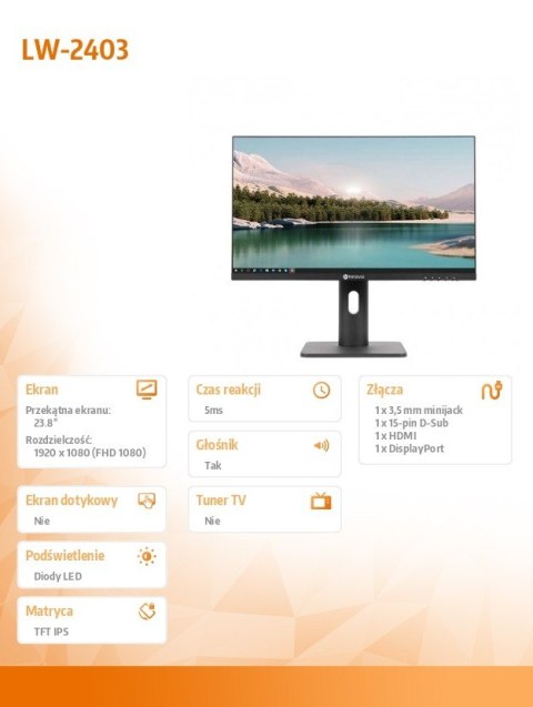 Monitor AG NEOVO 23,8 cala LW-2403 HDMI VGA Monitor AG NEOVO 23,8 cala LW-2403 HDMI VGA