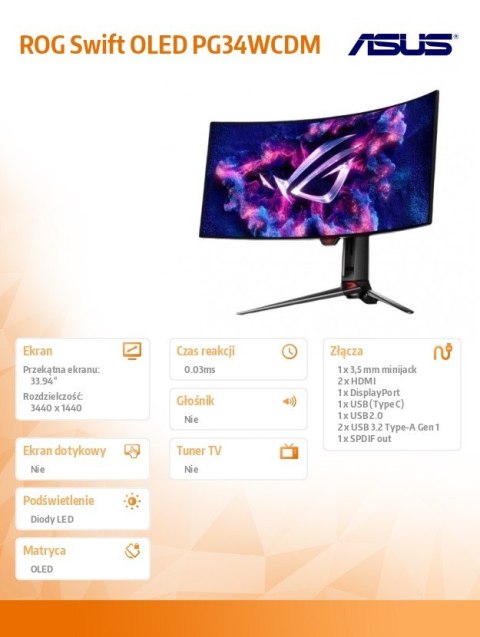 Monitor ROG Swift 33.94 cala PG34WCDM OLED Monitor ROG Swift 33.94 cala PG34WCDM OLED