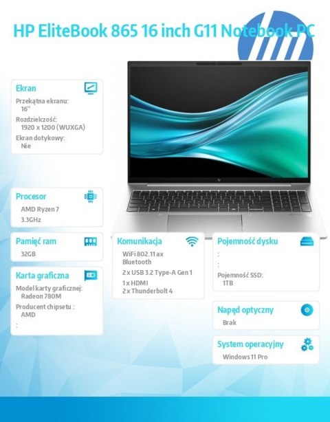 Notebook EliteBook 865 G11 Ryzen 7 8840U 1TB/32GB/W11P/16.0 9G0Z5ET Notebook EliteBook 865 G11 Ryzen 7 8840U 1TB/32GB/W11P/16.0 9G0Z5ET