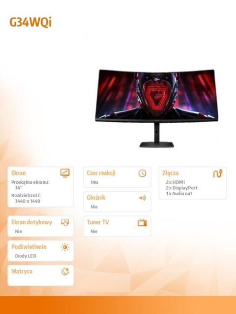 Monitor Gaming Curved G34WQi EU Monitor Gaming Curved G34WQi EU