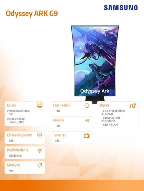 Monitor gamingowy Odyssey ARK G9 55 cali LS55CG970NUXDU Monitor gamingowy Odyssey ARK G9 55 cali LS55CG970NUXDU