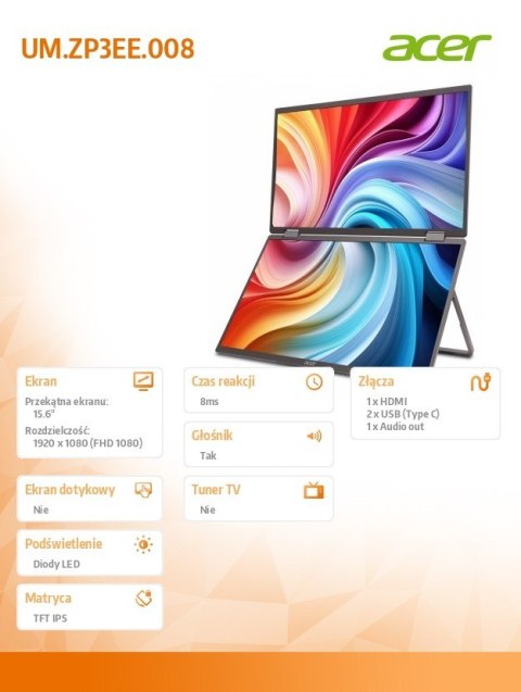 Monitor mobilny dual 16 cali PD163Qbmiuux Monitor mobilny dual 16 cali PD163Qbmiuux