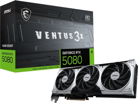 Karta MSI GeForce RTX 5080 16G VENTUS 3X OC PLUS DLSS 4 Karta MSI GeForce RTX 5080 16G VENTUS 3X OC PLUS DLSS 4