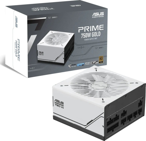 Zasilacz ASUS PRIME Gold 750W biały MODULARNY Zasilacz ASUS PRIME Gold 750W biały MODULARNY