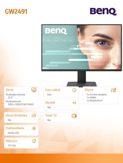 Monitor 23.8 cala GW2491 LED 5ms/100Hz/IPS/HDMI Monitor 23.8 cala GW2491 LED 5ms/100Hz/IPS/HDMI