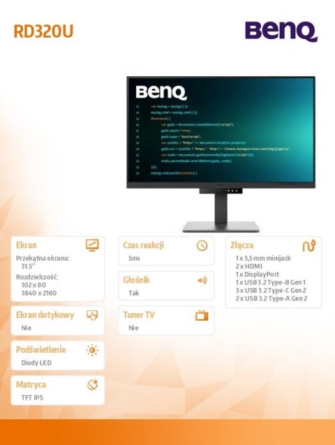Monitor 31.5 cala RD320U 4K LED 5ms/60Hz/IPS Monitor 31.5 cala RD320U 4K LED 5ms/60Hz/IPS